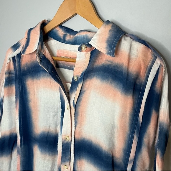 Free People We The Free Washed Away Ivory Combo Plaid Button Up Top Size XS NWT - Picture 7 of 16